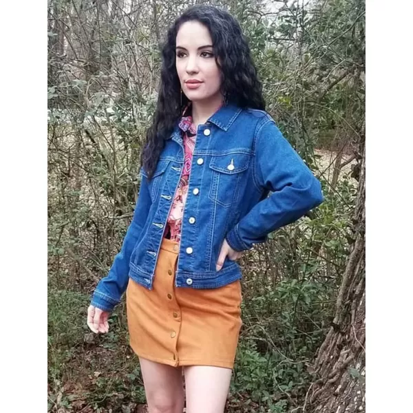 GRAPENT Womens Basic Button Down Long Sleeve Stretchy Jean Trucker Denim JacketBlue