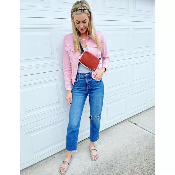 GRAPENT Womens Basic Button Down Long Sleeve Stretchy Jean Trucker Denim JacketPink