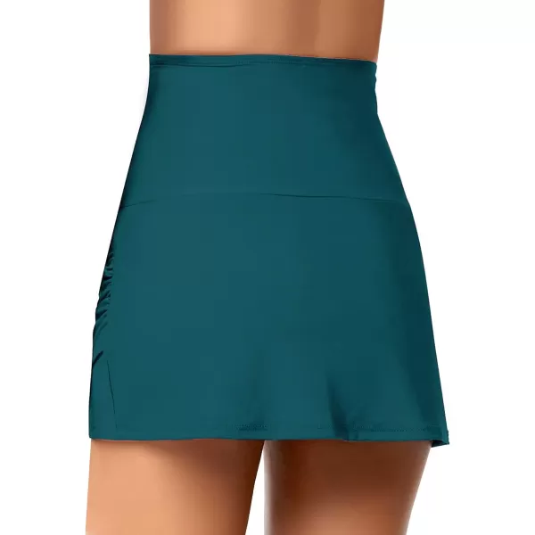 GRAPENT Womens High Waisted Bikini Bottoms Ruched Swimsuit Tulip Hem Swim SkirtC Ruched Green