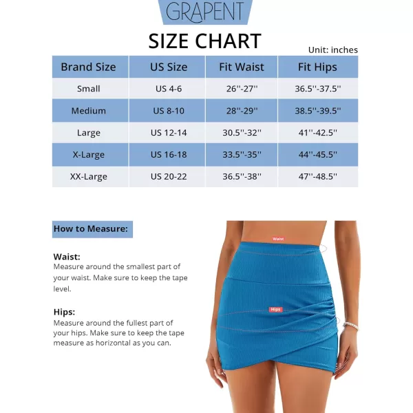 GRAPENT Womens High Waisted Bikini Swim Skirt Bottoms Ruched Ribbed Bathing Suit Skirts Tulip Tankini Swimsuit BottomSwedish Blue