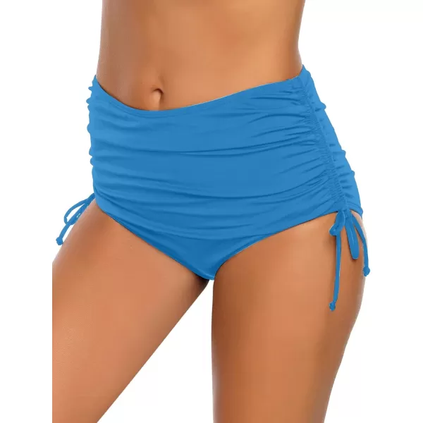GRAPENT Womens High Waisted Swim Bottom Ruched Bikini Tankini Swimsuit BriefsG Blue