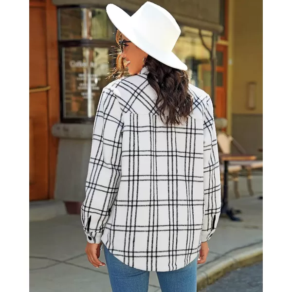 GRAPENT Womens Oversized Plaid Button Down Shirt Quilted Lined Shacket JacketAblack White Plaidquilted Lined
