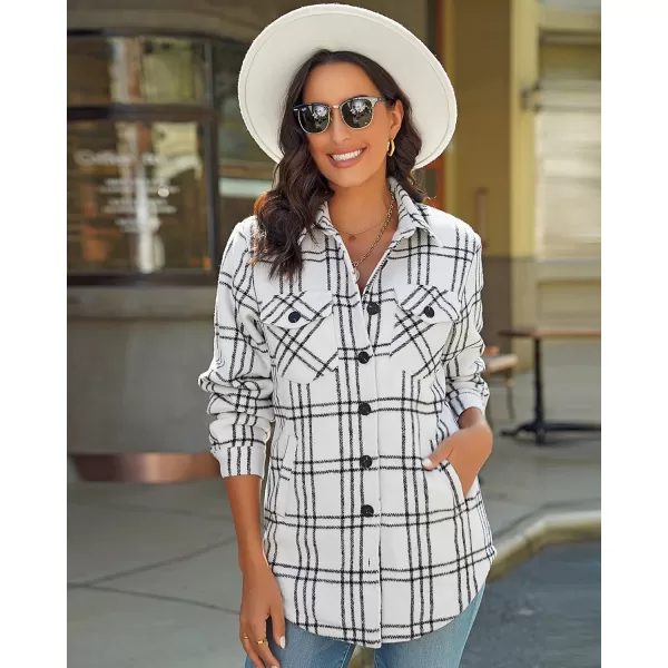 GRAPENT Womens Oversized Plaid Button Down Shirt Quilted Lined Shacket JacketAblack White Plaidquilted Lined