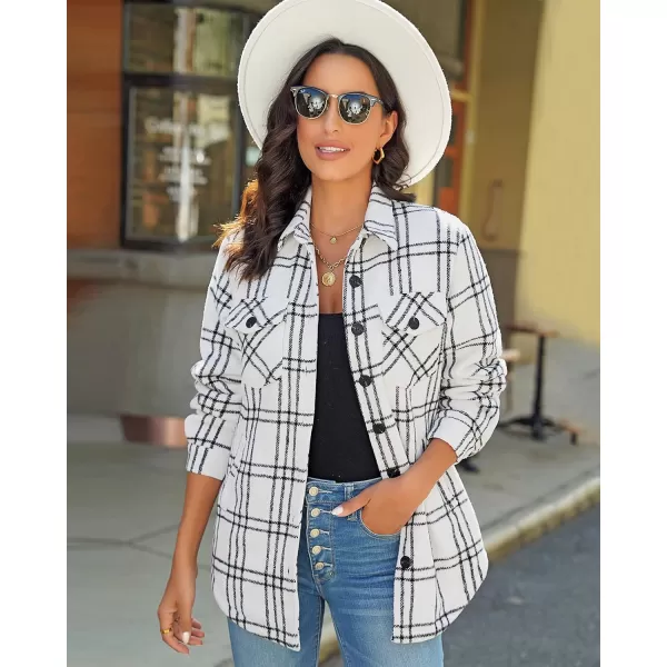 GRAPENT Womens Oversized Plaid Button Down Shirt Quilted Lined Shacket JacketAblack White Plaidquilted Lined