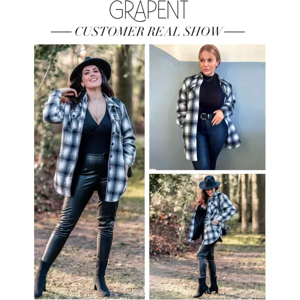 GRAPENT Womens Oversized Plaid Button Down Shirt Quilted Lined Shacket JacketAblackquilted Lined