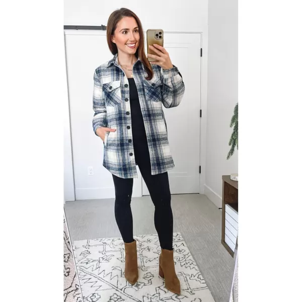 GRAPENT Womens Oversized Plaid Button Down Shirt Quilted Lined Shacket JacketAbluequilted Lined