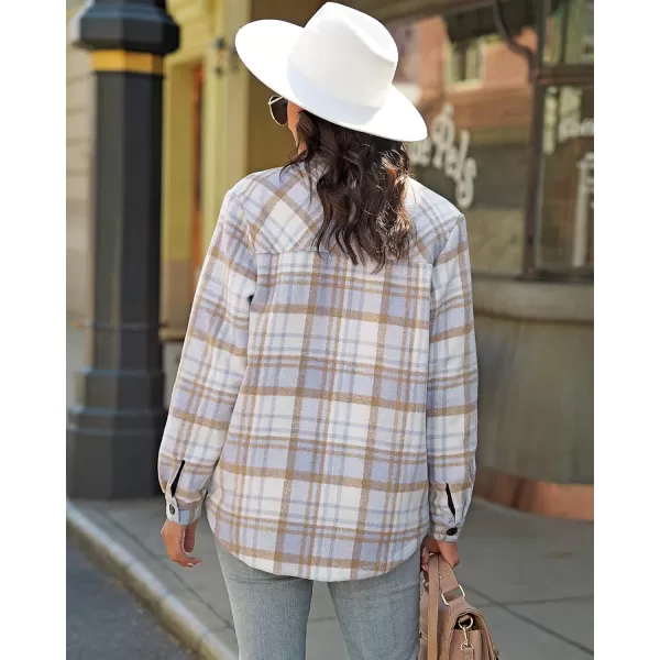 GRAPENT Womens Oversized Plaid Button Down Shirt Quilted Lined Shacket JacketAdigital Lavender Plaidquilted Lined