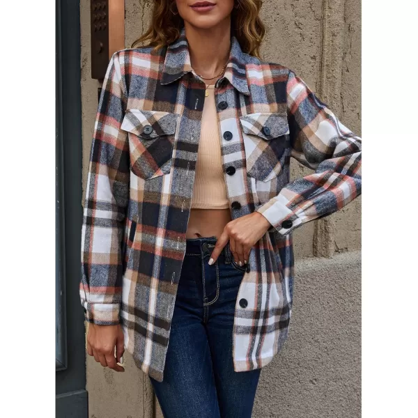 GRAPENT Womens Oversized Plaid Button Down Shirt Quilted Lined Shacket JacketAmulticolorquilted Lined