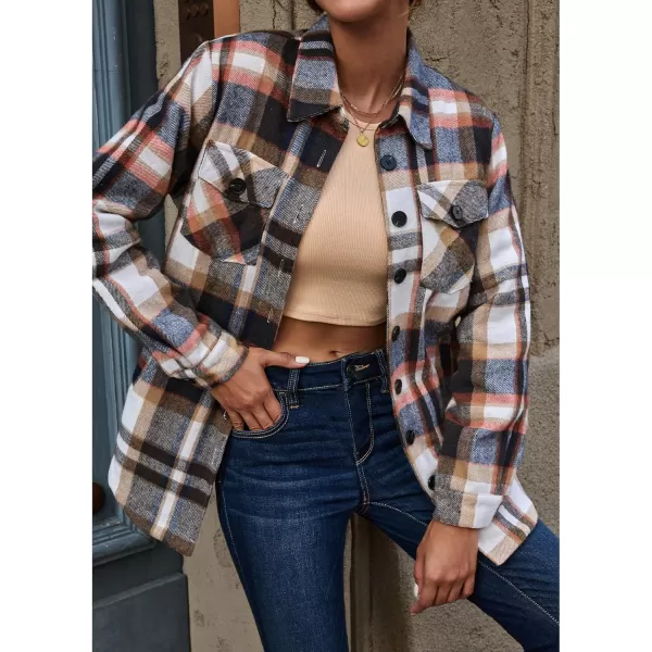 GRAPENT Womens Oversized Plaid Button Down Shirt Quilted Lined Shacket JacketAmulticolorquilted Lined