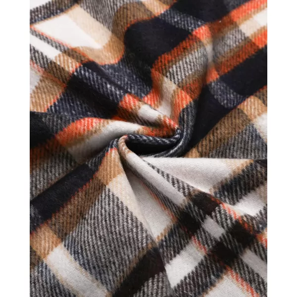 GRAPENT Womens Plaid Flannel Shacket Jacket Button Down Shirt Jackets Long Sleeve CoatsOrange
