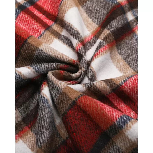 GRAPENT Womens Plaid Flannel Shacket Jacket Button Down Shirt Jackets Long Sleeve CoatsRed