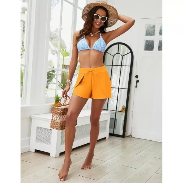 GRAPENT Womens Swim Shorts Bathing Suit Bottoms for Women Board Shorts Drawstring Tulip Swimwear Beach ClothesOrange