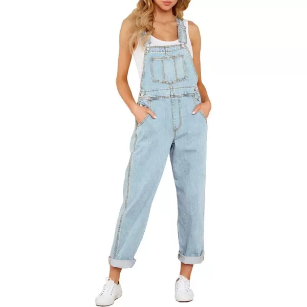 GRAPENT Overalls for Women Loose Fit Jean Denim Bib Jumpsuit Stretch Overall PantsAzure Glow
