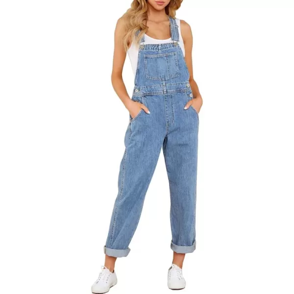 GRAPENT Overalls for Women Loose Fit Jean Denim Bib Jumpsuit Stretch Overall PantsBlue Mist