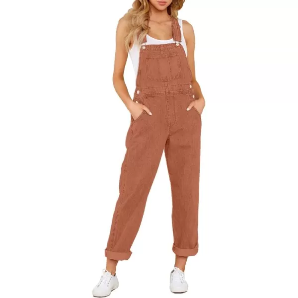 GRAPENT Overalls for Women Loose Fit Jean Denim Bib Jumpsuit Stretch Overall PantsBrick Red