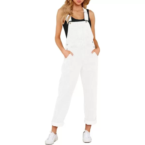 GRAPENT Overalls for Women Loose Fit Jean Denim Bib Jumpsuit Stretch Overall PantsBrilliant White