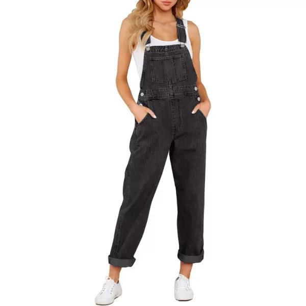 GRAPENT Overalls for Women Loose Fit Jean Denim Bib Jumpsuit Stretch Overall PantsIconic Black