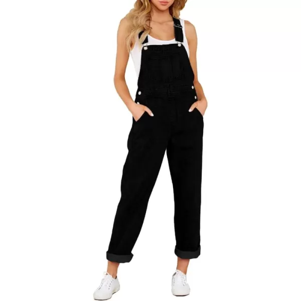 GRAPENT Overalls for Women Loose Fit Jean Denim Bib Jumpsuit Stretch Overall PantsWarm Onyx Black
