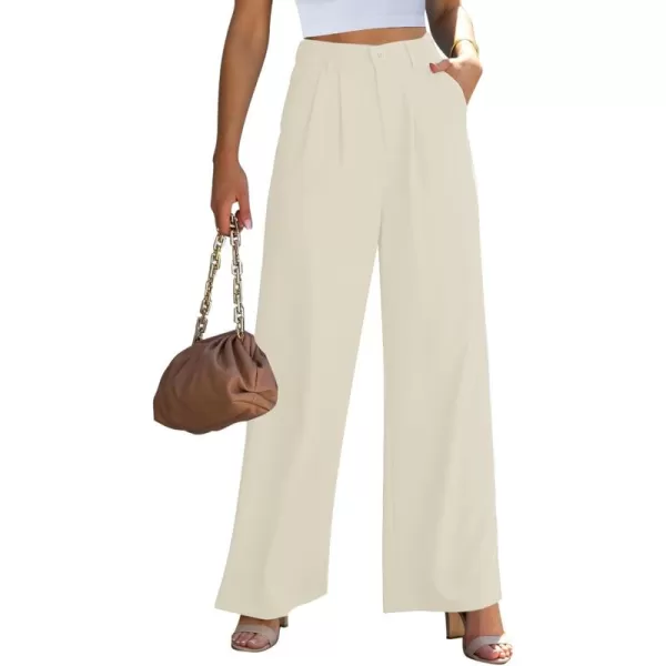 GRAPENT Wide Leg Pants for Women Work Business Casual High Waisted Dressy Pants Flowy Trousers OfficeBeige