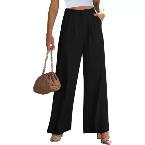 GRAPENT Wide Leg Pants for Women Work Business Casual High Waisted Dressy Pants Flowy Trousers OfficeBlack