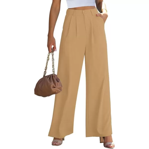 GRAPENT Wide Leg Pants for Women Work Business Casual High Waisted Dressy Pants Flowy Trousers OfficeCamel