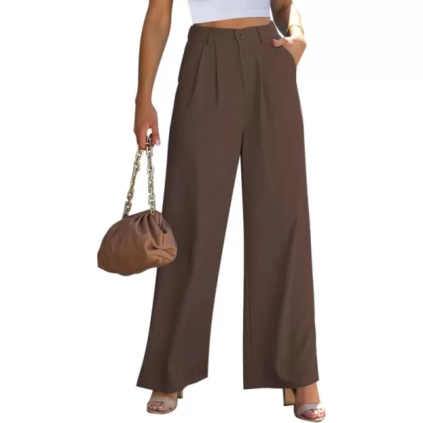 GRAPENT Wide Leg Pants for Women Work Business Casual High Waisted Dressy Pants Flowy Trousers OfficeChocolate Brown
