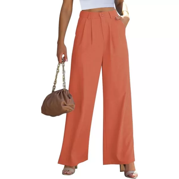 GRAPENT Wide Leg Pants for Women Work Business Casual High Waisted Dressy Pants Flowy Trousers OfficeCoral