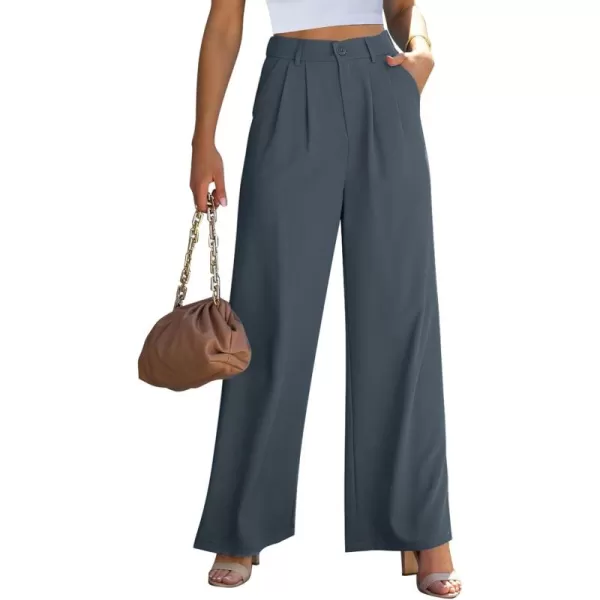 GRAPENT Wide Leg Pants for Women Work Business Casual High Waisted Dressy Pants Flowy Trousers OfficeFolkstone Gray