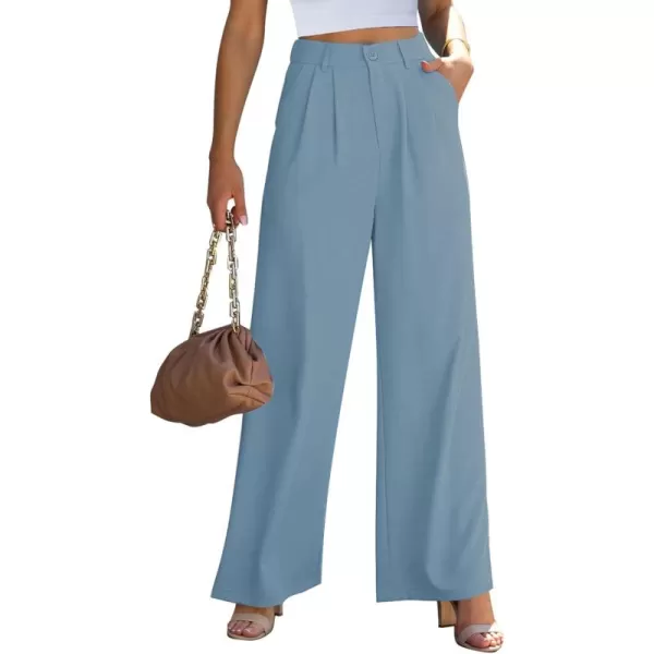 GRAPENT Wide Leg Pants for Women Work Business Casual High Waisted Dressy Pants Flowy Trousers OfficeGlacial Lake Blue