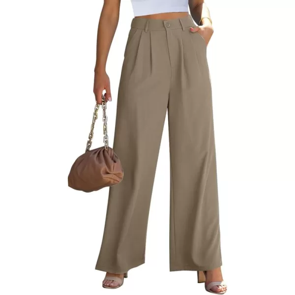 GRAPENT Wide Leg Pants for Women Work Business Casual High Waisted Dressy Pants Flowy Trousers OfficeKhaki