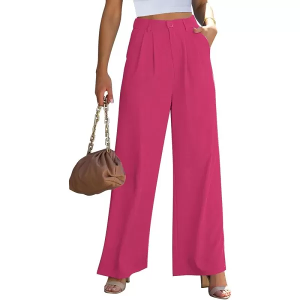 GRAPENT Wide Leg Pants for Women Work Business Casual High Waisted Dressy Pants Flowy Trousers OfficeMagenta