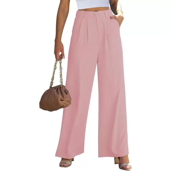 GRAPENT Wide Leg Pants for Women Work Business Casual High Waisted Dressy Pants Flowy Trousers OfficePowder Pink