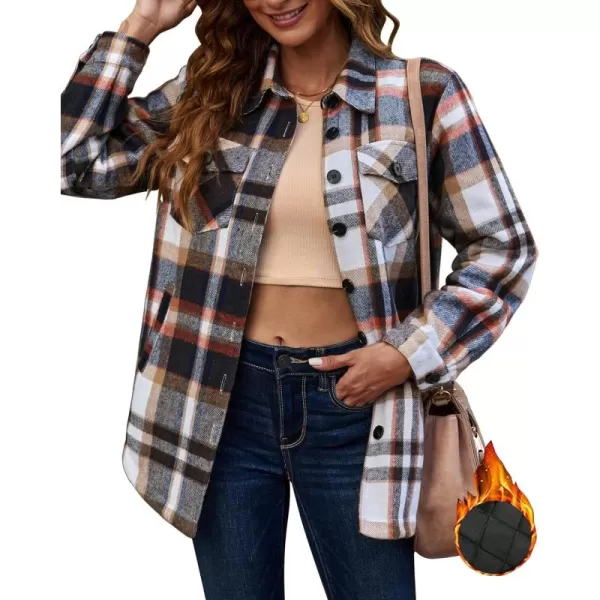GRAPENT Womens Oversized Plaid Button Down Shirt Quilted Lined Shacket JacketAmulticolorquilted Lined