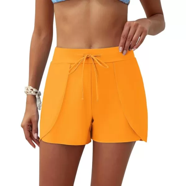 GRAPENT Womens Swim Shorts Bathing Suit Bottoms for Women Board Shorts Drawstring Tulip Swimwear Beach ClothesOrange