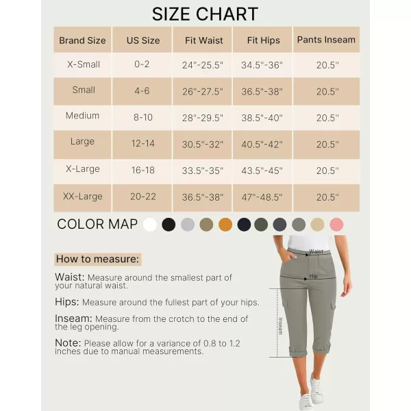 GRAPENT Cargo Capri Pants for Women High Waisted Relaxed Fit Elastic Knit Waist Casual Capris Trousers Cropped PantsDusty Olive