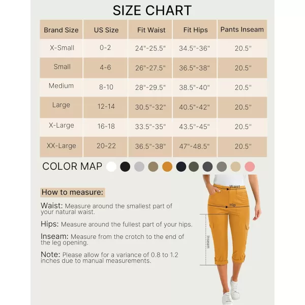 GRAPENT Cargo Capri Pants for Women High Waisted Relaxed Fit Elastic Knit Waist Casual Capris Trousers Cropped PantsGolden Rod