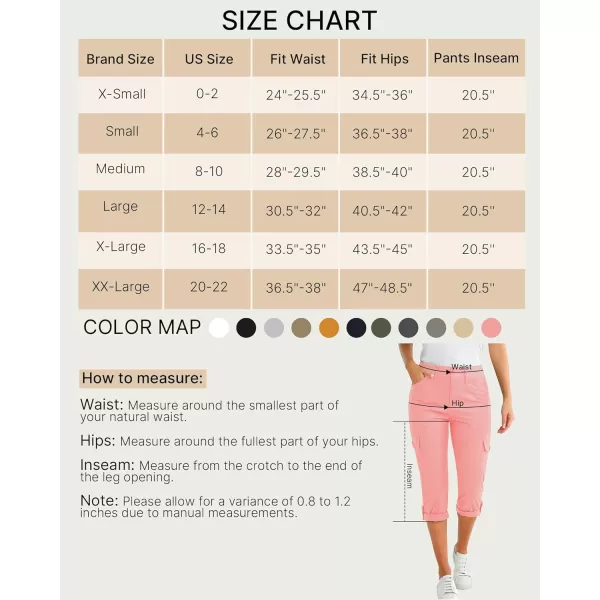 GRAPENT Cargo Capri Pants for Women High Waisted Relaxed Fit Elastic Knit Waist Casual Capris Trousers Cropped PantsPink