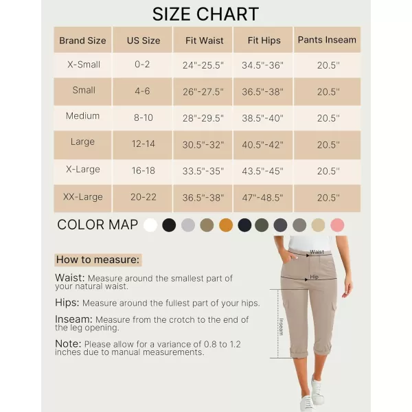 GRAPENT Cargo Capri Pants for Women High Waisted Relaxed Fit Elastic Knit Waist Casual Capris Trousers Cropped PantsSafari
