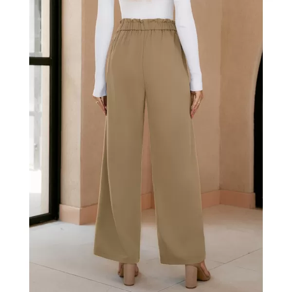 GRAPENT Dress Pants Women High Waisted Wide Leg Work Pants Dressy Casual Trendy Elastic Waist Pleated Belted TrousersCandied Ginger