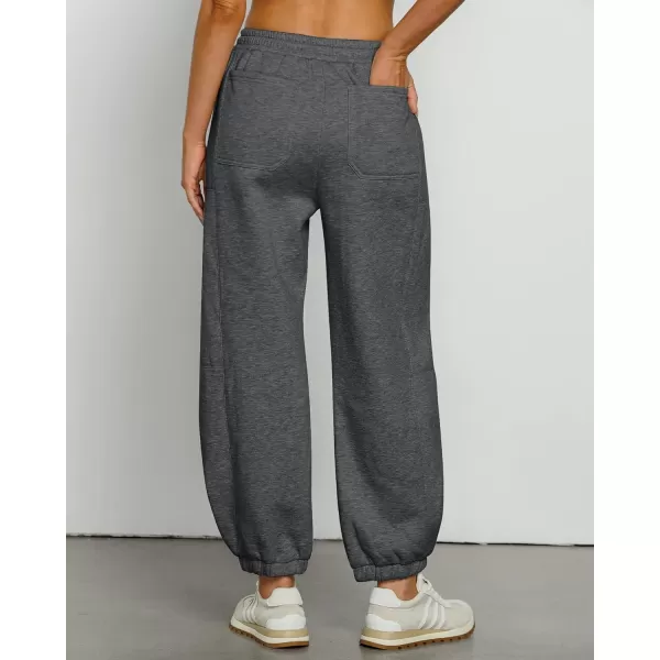 GRAPENT Fleece Lined Sweatpants Women Baggy Pull On High Waisted Joggers Athleisure Warm Trouser Sweat Pants with PocketBlack Gray Heather