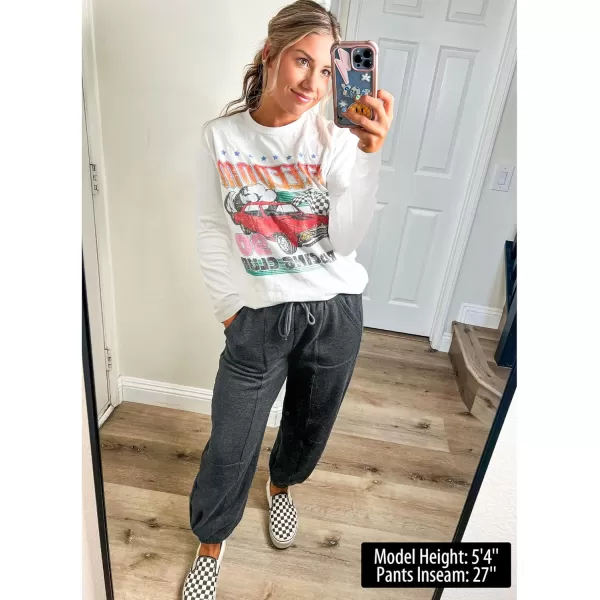 GRAPENT Fleece Lined Sweatpants Women Baggy Pull On High Waisted Joggers Athleisure Warm Trouser Sweat Pants with PocketBlack Gray Heather