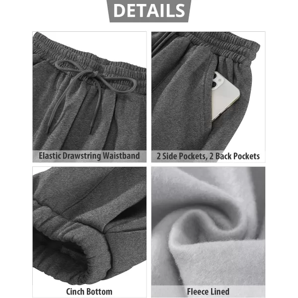 GRAPENT Fleece Lined Sweatpants Women Baggy Pull On High Waisted Joggers Athleisure Warm Trouser Sweat Pants with PocketBlack Gray Heather