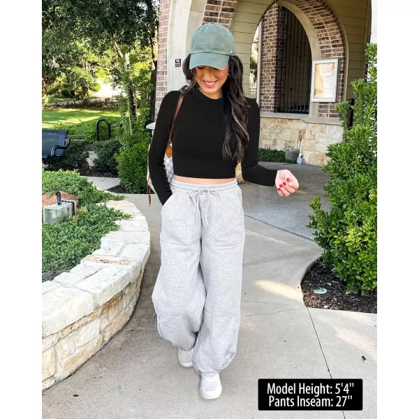 GRAPENT Fleece Lined Sweatpants Women Baggy Pull On High Waisted Joggers Athleisure Warm Trouser Sweat Pants with PocketHeather Gray