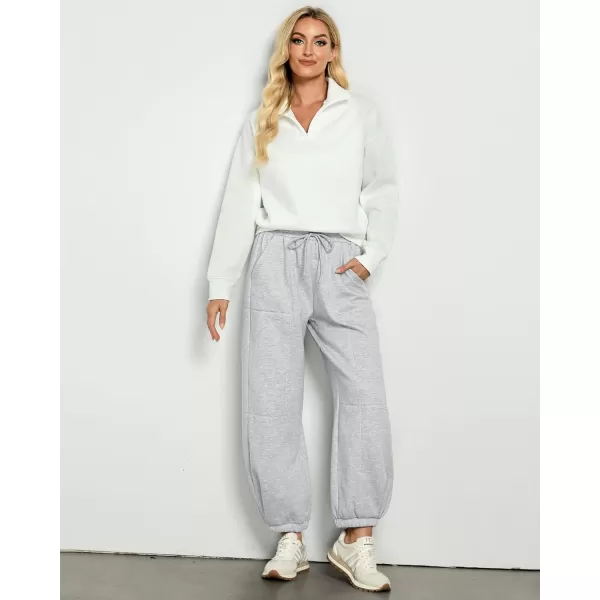 GRAPENT Fleece Lined Sweatpants Women Baggy Pull On High Waisted Joggers Athleisure Warm Trouser Sweat Pants with PocketHeather Gray