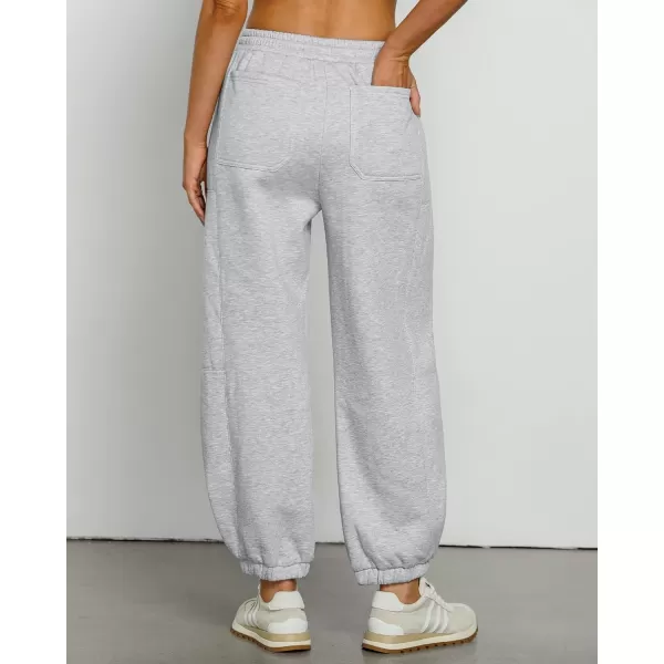 GRAPENT Fleece Lined Sweatpants Women Baggy Pull On High Waisted Joggers Athleisure Warm Trouser Sweat Pants with PocketHeather Gray
