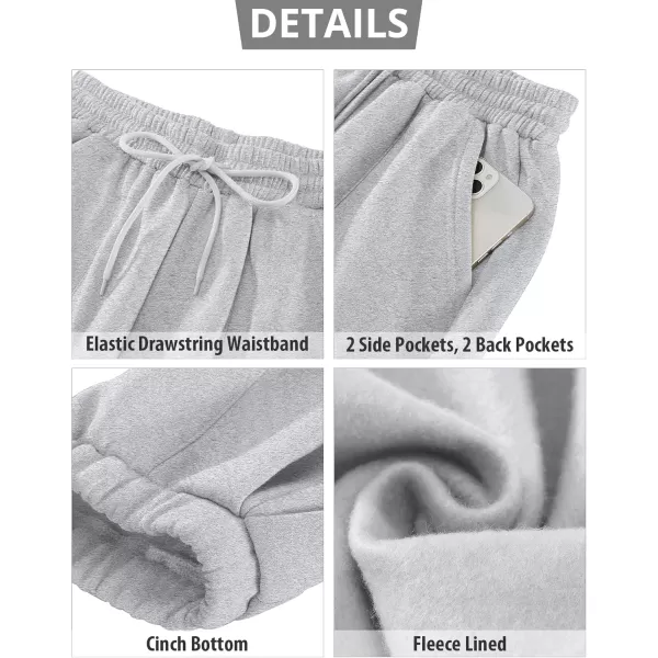 GRAPENT Fleece Lined Sweatpants Women Baggy Pull On High Waisted Joggers Athleisure Warm Trouser Sweat Pants with PocketHeather Gray