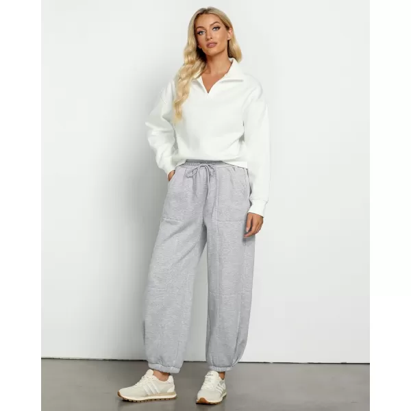 GRAPENT Fleece Lined Sweatpants Women Baggy Pull On High Waisted Joggers Athleisure Warm Trouser Sweat Pants with PocketHeather Gray