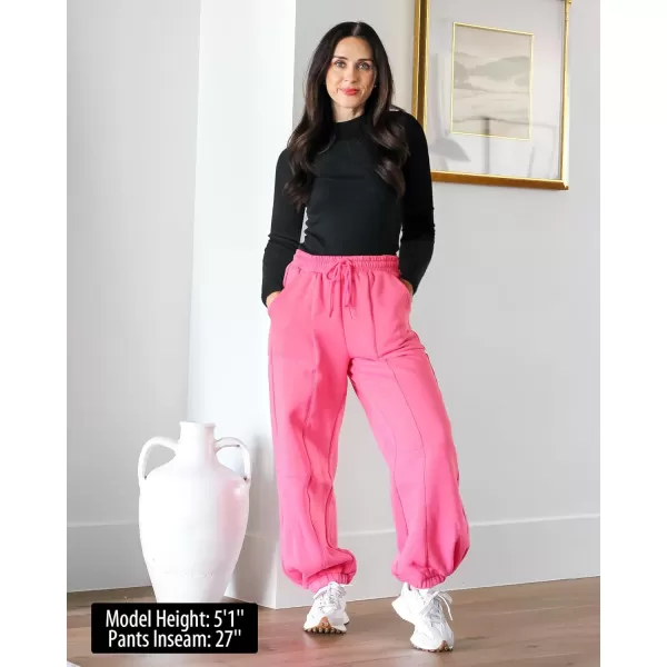 GRAPENT Fleece Lined Sweatpants Women Baggy Pull On High Waisted Joggers Athleisure Warm Trouser Sweat Pants with PocketPink