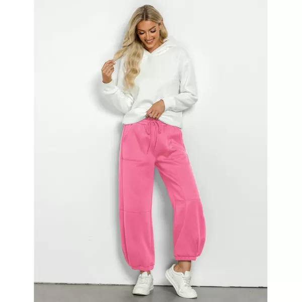 GRAPENT Fleece Lined Sweatpants Women Baggy Pull On High Waisted Joggers Athleisure Warm Trouser Sweat Pants with PocketPink