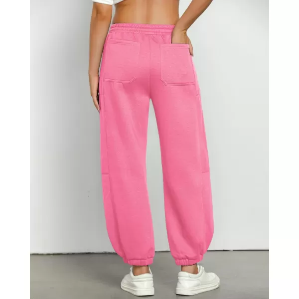 GRAPENT Fleece Lined Sweatpants Women Baggy Pull On High Waisted Joggers Athleisure Warm Trouser Sweat Pants with PocketPink